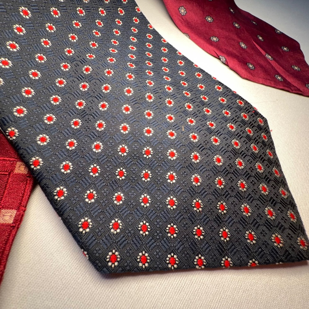Vintage Christian Dior Cravates Necktie Lot Men OS Red Blue Silk Repair Project - Picture 3 of 10